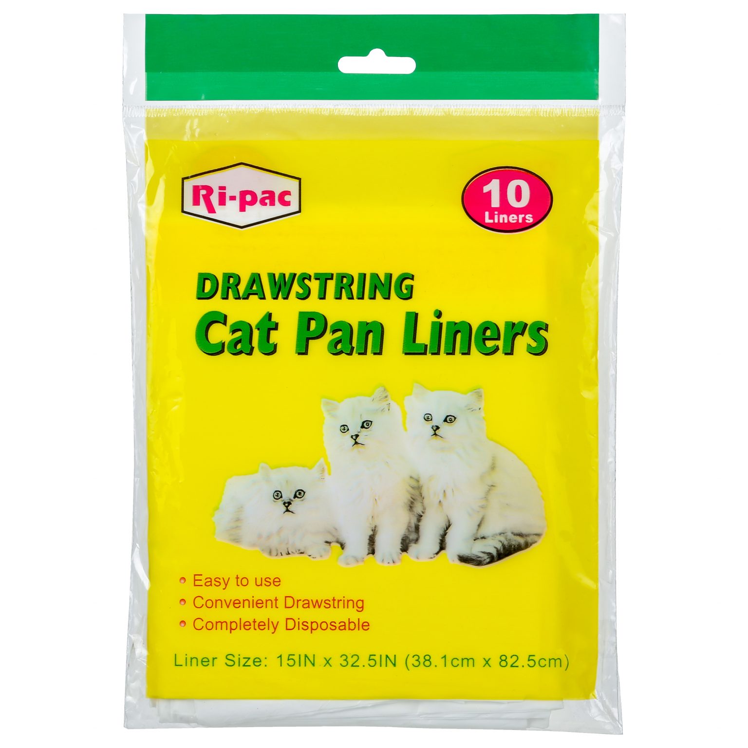 1 Case of Cat Pan Liners w/ Drawstring, 10 Count, 24 Packs/Case Ri Pac