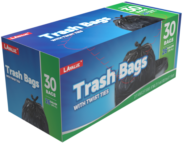 30 ct Heavy Duty Bags Black Twist Tie Trash Outdoor Yard Leaf Garbage 39 Gallon