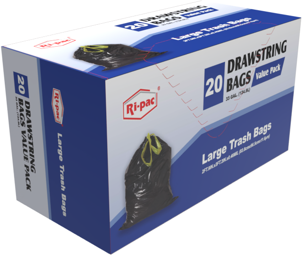 2 Boxes of Super Value Drawstring Bags, 33 GAL, 23 Count, FREE SHIPPING –  Ri Pac