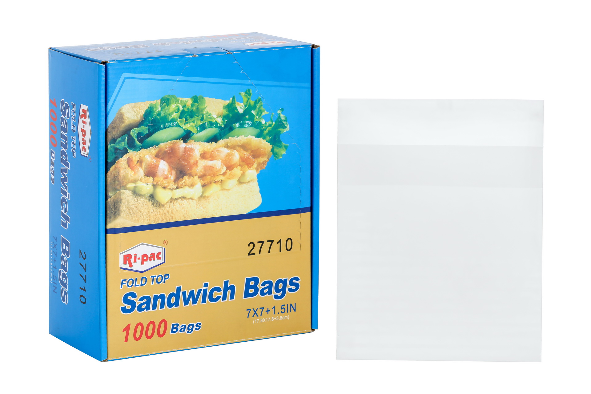 1000 Count Ri-Pac Fold Top Sandwich Bags, Food Storage Bags for
